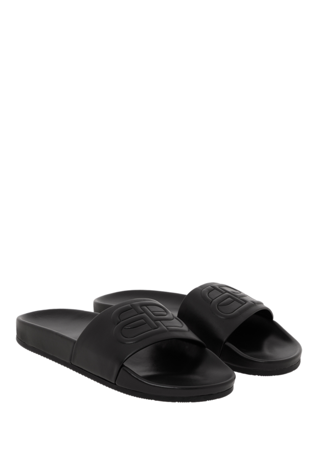 Balenciaga leather slides with embossed logo black 187150 - photo 2