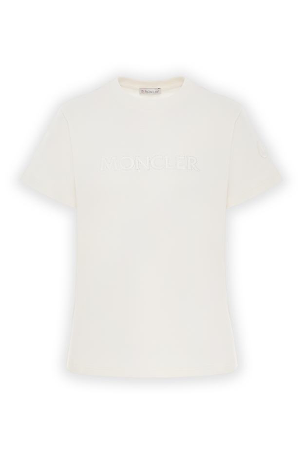 Moncler beige cotton t-shirt decorated with crystals 187161 - photo 1