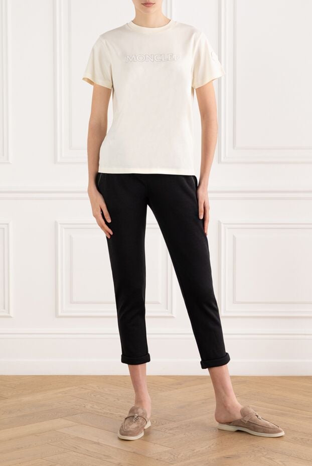 Moncler beige cotton t-shirt decorated with crystals 187161 - photo 2