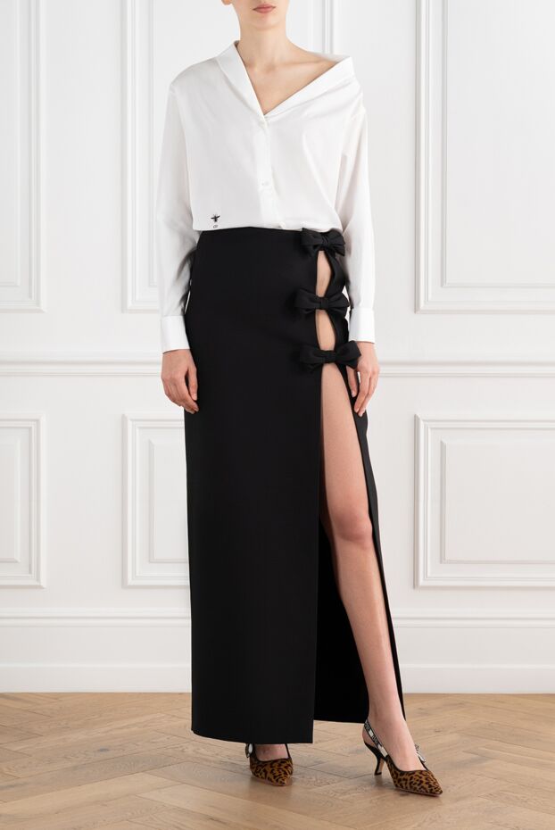 Valentino midi skirt with bow applique, black 187195 - photo 3
