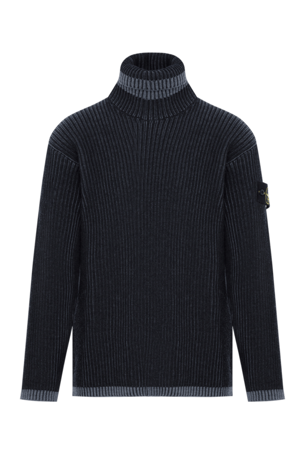 Stone Island сірий гольф із вовни в рубчик з окантовкою 187222 - фото 1