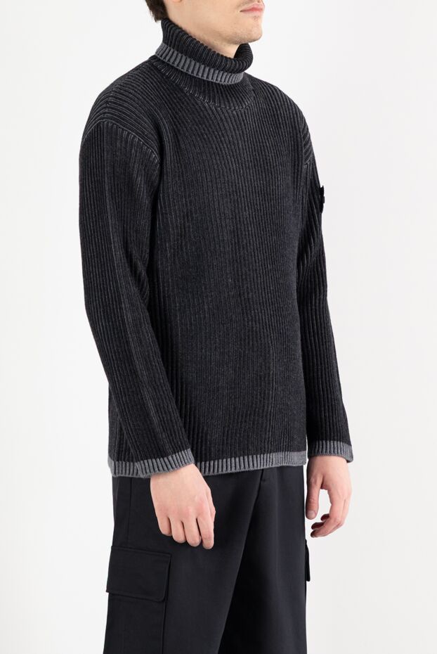 Stone Island сірий гольф із вовни в рубчик з окантовкою 187222 - фото 3