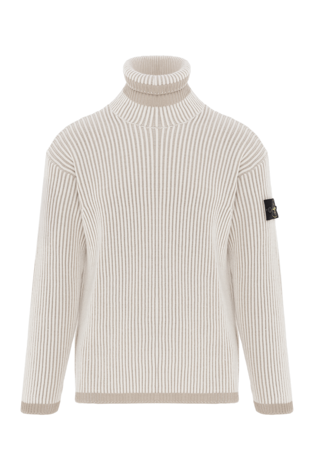 Stone Island трикотажний светр з відворотом у рубчик бежевий чоловічий 187223 - фото 1