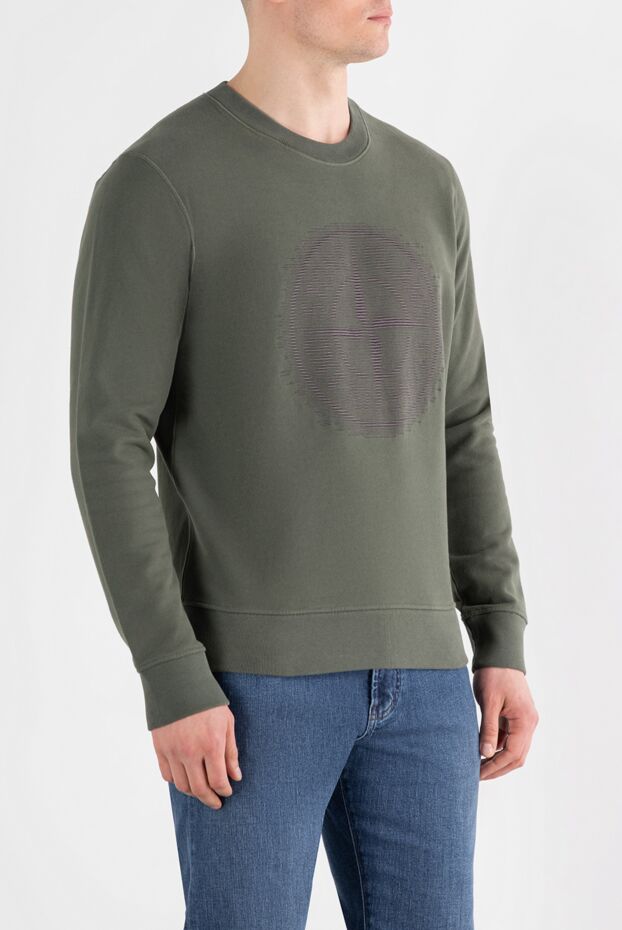 Stone Island men's green cotton sweatshirt with round neck (markdown) 197964 - photo 3