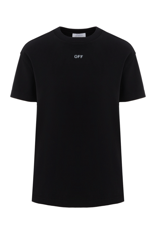 Women's black cotton T-shirt with logo - photo 1