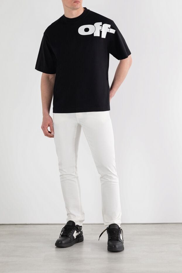 Off-White чорна оверсайз футболка з контрастним принтом логотипу 187267 - фото 2