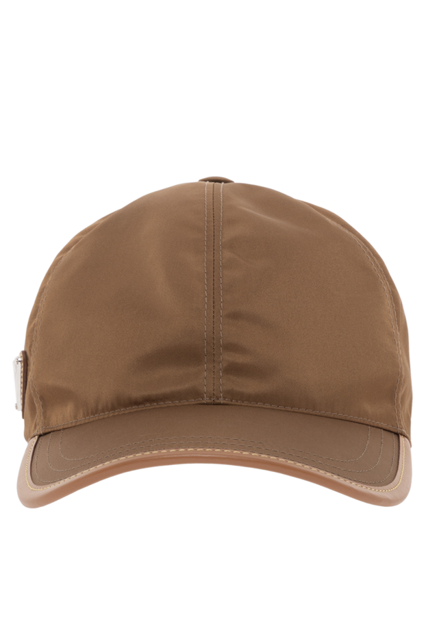 Prada men's brown nylon baseball cap with leather details 187283 - photo 1