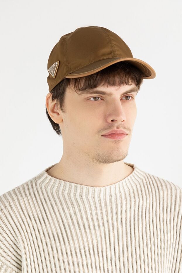 Prada men's brown nylon baseball cap with leather details 187283 - photo 2