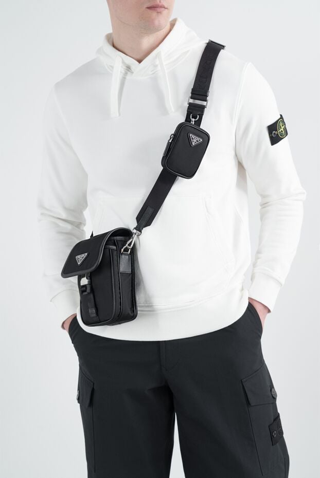 Prada текстильна сумка через плече re-nylon чоловіча чорна 187286 - фото 2