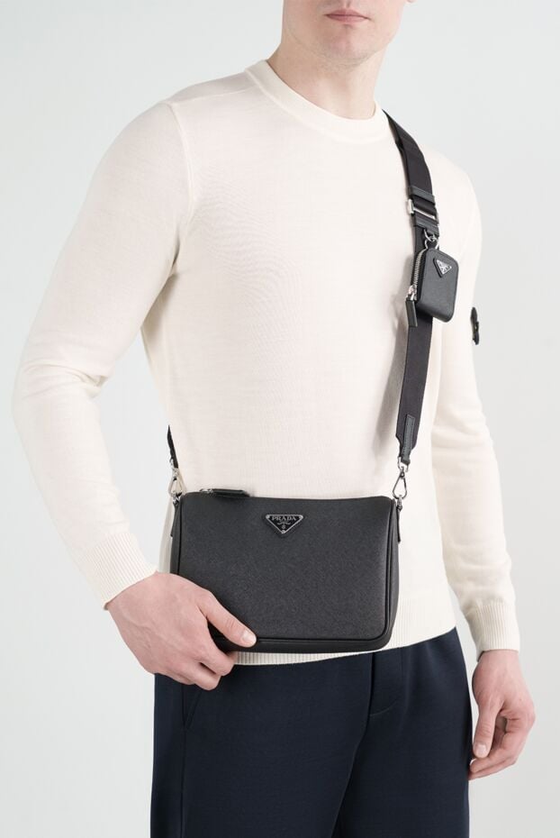 Prada black leather zip bag with logo 187288 - photo 2