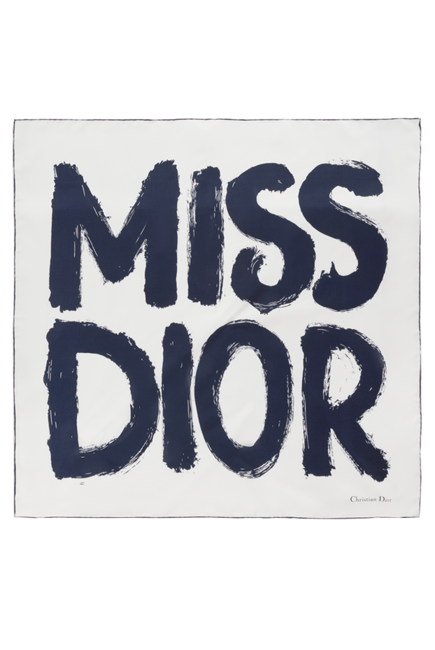 Dior жіноча шовкова хустка miss біла з логотипом 187315 - фото 1