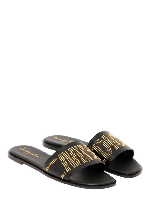 Dior dway gold plated calfskin slippers black 187322 - photo 3