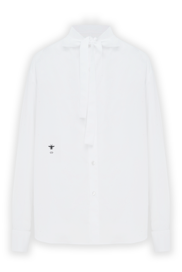 Dior white cotton poplin blouse with a bow on the neck 187325 - photo 1