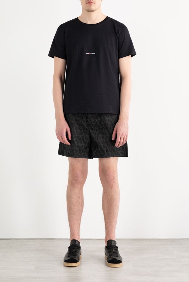 Saint Laurent чоловіча чорна бавовняна футболка з логотипом 187354 - фото 2