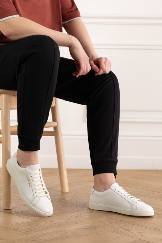 Saint Laurent men's sneakers andy white leather with logo 187358 - photo 2