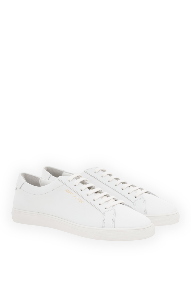 Saint Laurent men's sneakers andy white leather with logo 187358 - photo 3