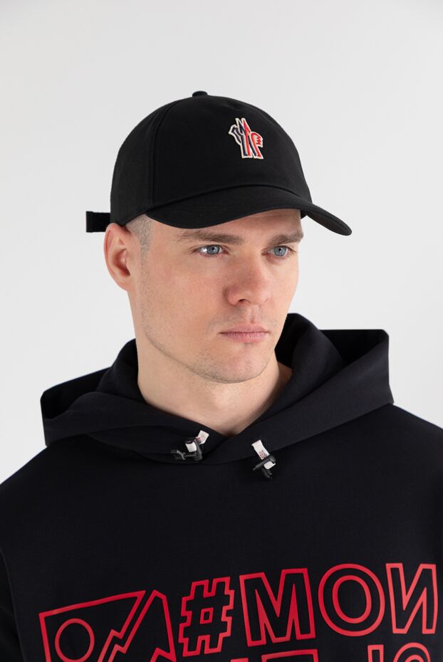 Moncler men's black gabardine baseball cap with logo 187359 - photo 3
