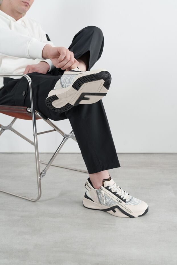 Fendi flow sneakers white with black inserts for men 187362 - photo 2