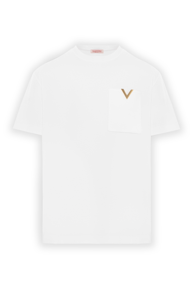Valentino white cotton t-shirt with chest pocket and vlogo 187370