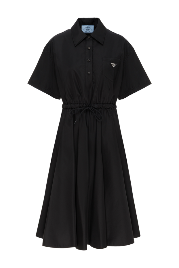 Prada сукня міді із re-nylon чорна з логотипом 187386 - фото 1
