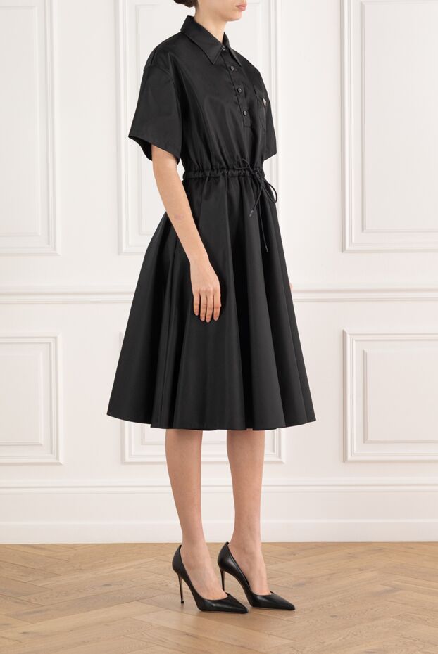 Prada сукня міді із re-nylon чорна з логотипом 187386 - фото 3