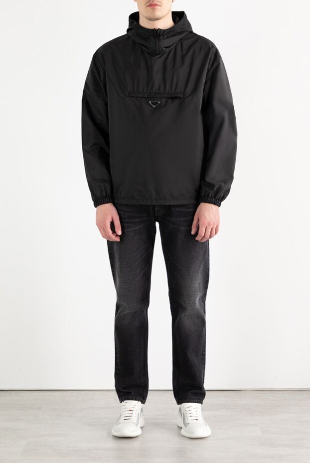 Prada куртка з капюшоном re-nylon piuma чорна чоловіча 187399 - фото 2