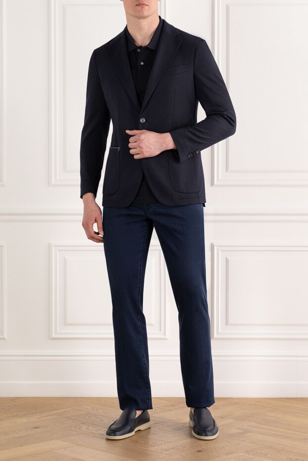 Sartoria Latorre men's dark blue wool blazer with two-button closure 187405 - photo 2