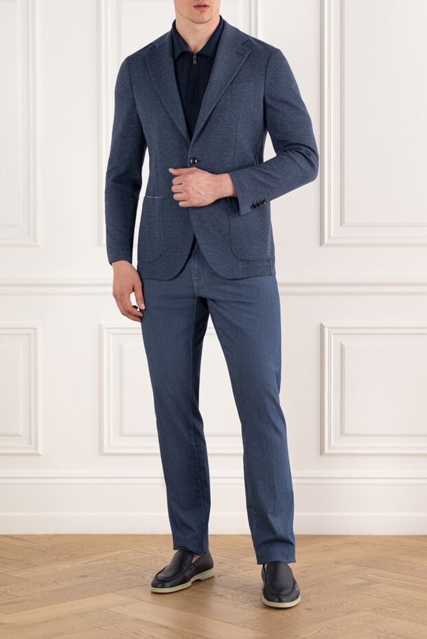 Sartoria Latorre blue men's single-breasted wool and cotton jacket 187409 - photo 2