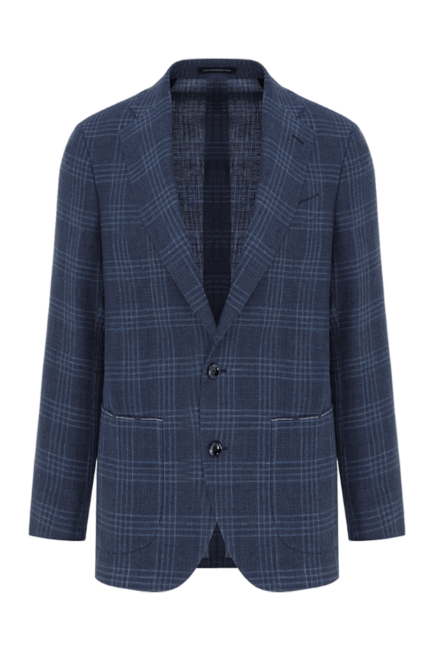 Sartoria Latorre men's blue checkered linen and wool jacket 187414 - photo 1