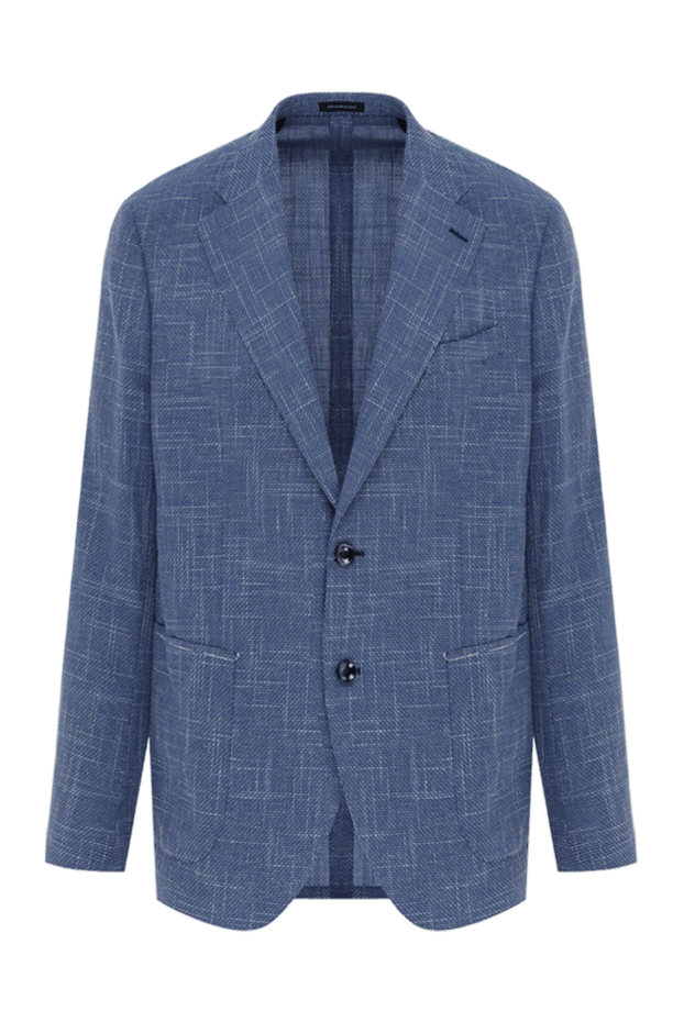 Sartoria Latorre blue men's jacket made of wool, cotton and linen, single-breasted 187417 - photo 1