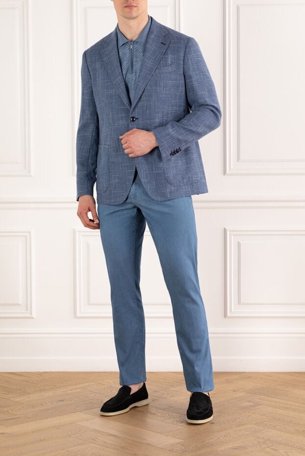 Sartoria Latorre blue men's jacket made of wool, cotton and linen, single-breasted 187417 - photo 2