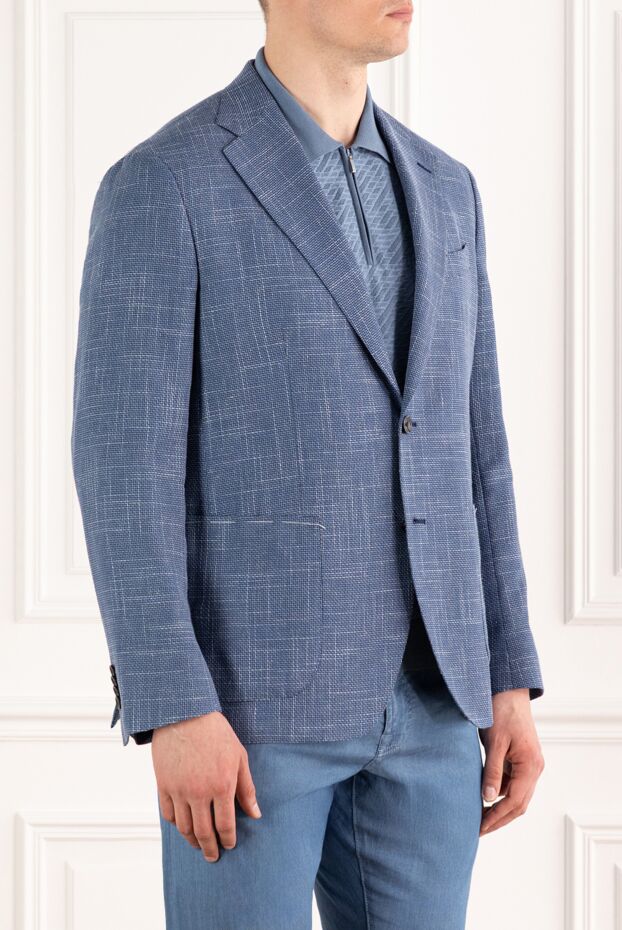 Sartoria Latorre blue men's jacket made of wool, cotton and linen, single-breasted 187417 - photo 3