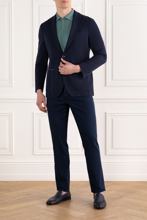 Sartoria Latorre men's blue linen and cotton blazer with patch pockets 187423 - photo 2
