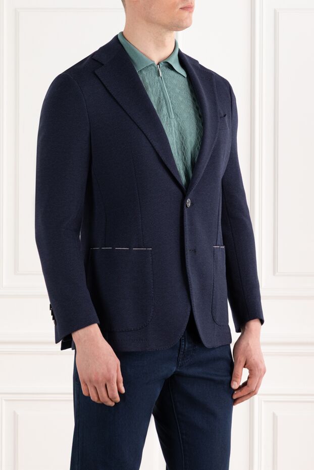 Sartoria Latorre men's blue linen and cotton blazer with patch pockets 187423 - photo 3