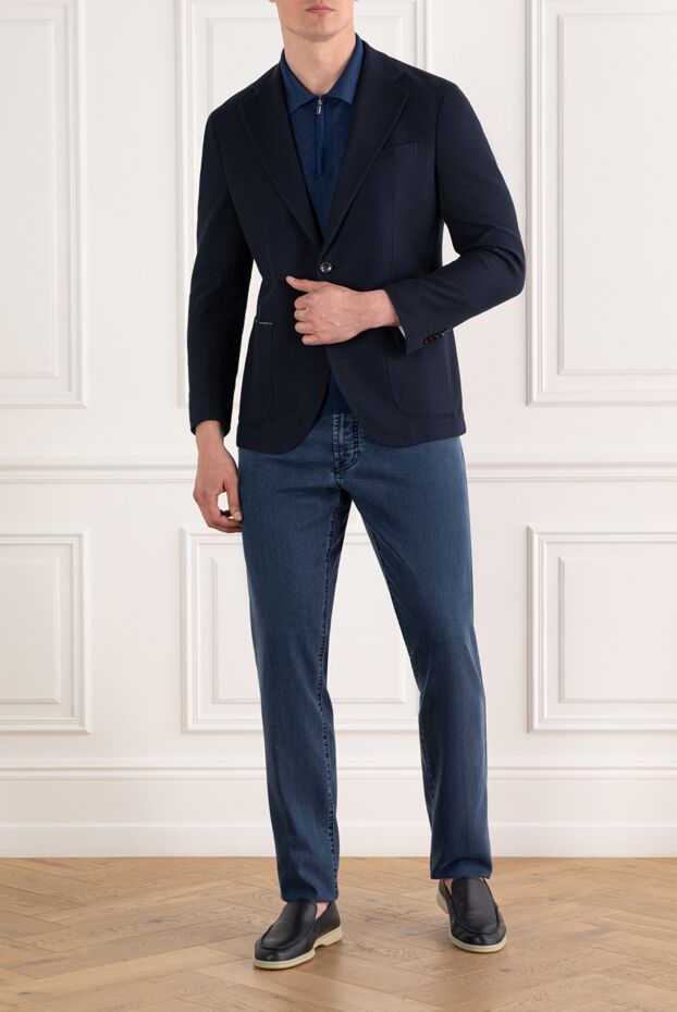 Sartoria Latorre blue men's single-breasted cotton jacket 187424 - photo 2