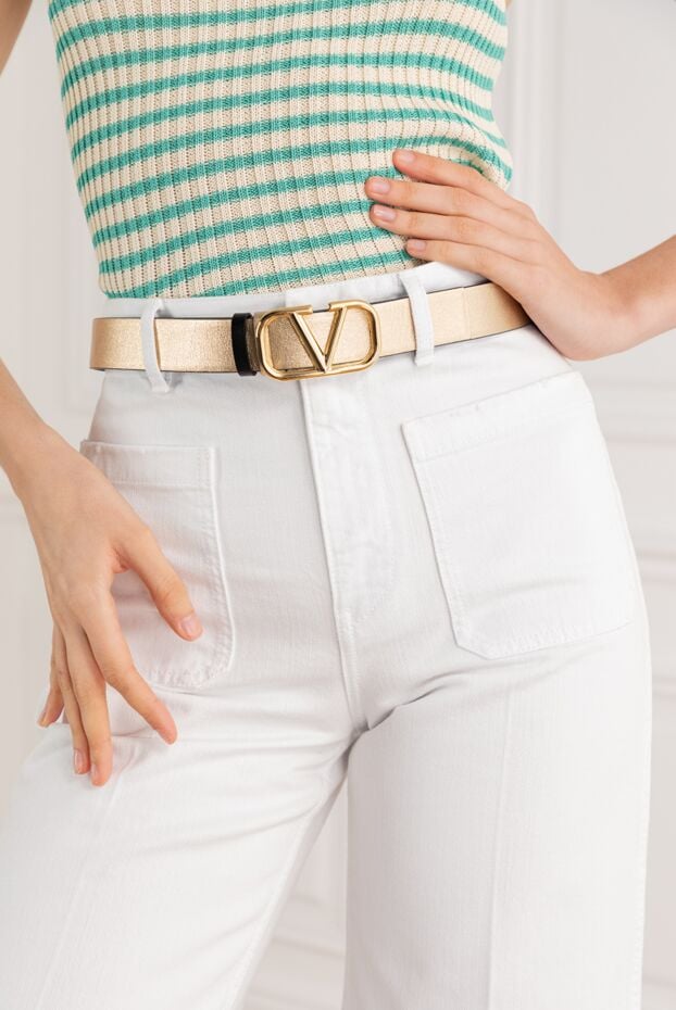 Valentino women's black and gold reversible vlogo belt 187443 - photo 2