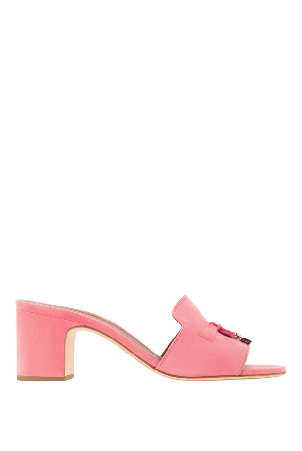 Loro Piana summer charms pink suede sandals with column heels 187456 - photo 1