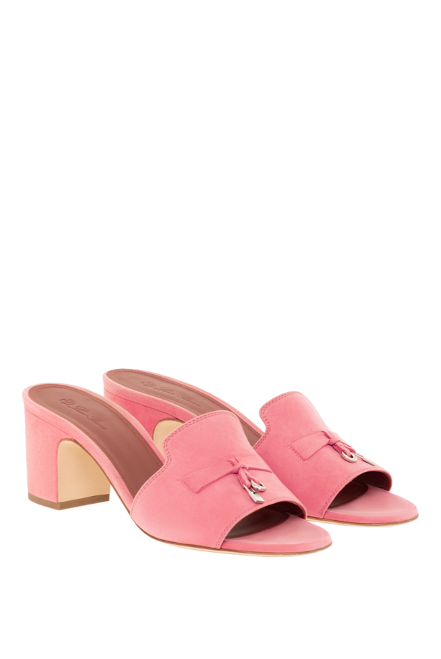 Loro Piana summer charms pink suede sandals with column heels 187456 - photo 3