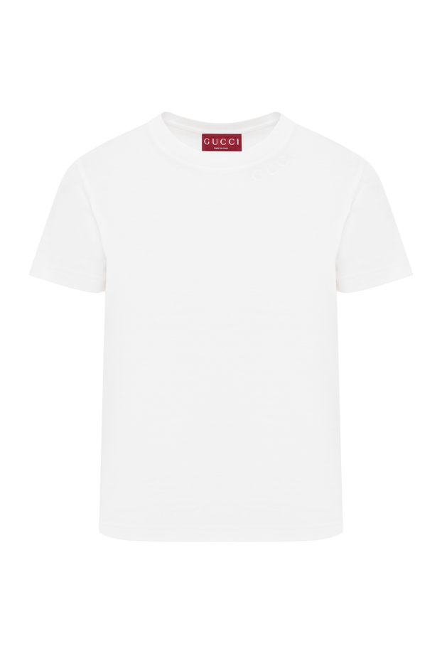 Gucci футболка из хлопкового джерси с кристаллами белая 187467 - фото 1
