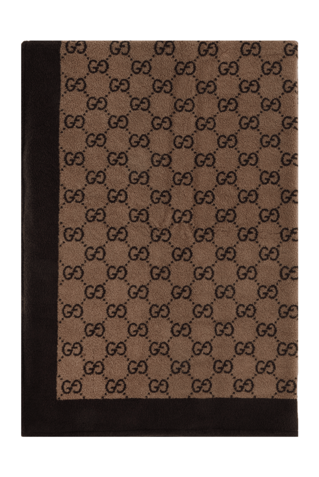 Gucci махрове пляжне покривало gg коричневе з бавовни 187468 - фото 1