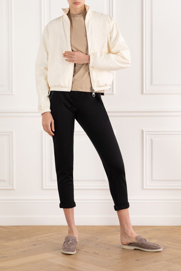 Loro Piana women's microfiber and cashmere bomber jacket, white 187508 - photo 2