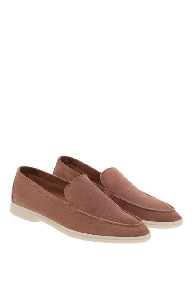 Cesare di Napoli casimiro men's suede loafers brown with white sole 187515 - photo 3