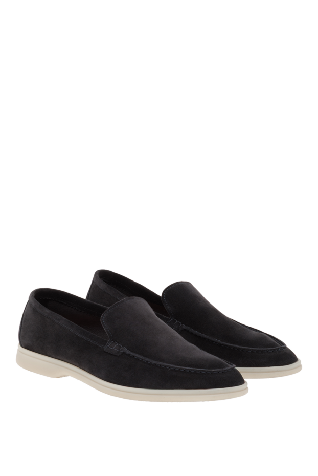 Cesare di Napoli casimiro men's suede loafers blue with white sole 187519 - photo 3