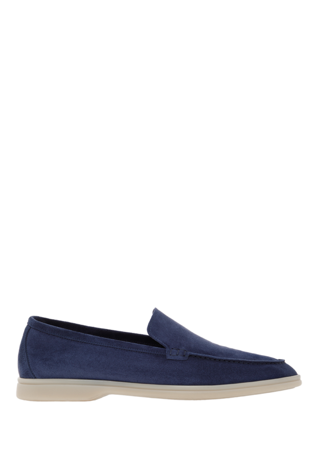 Cesare di Napoli casimiro men's suede loafers light blue with white sole 187520 - photo 1