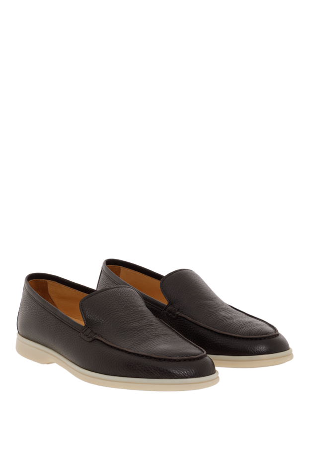 Cesare di Napoli brown italian men's loafers made of grained leather 187524 - photo 3
