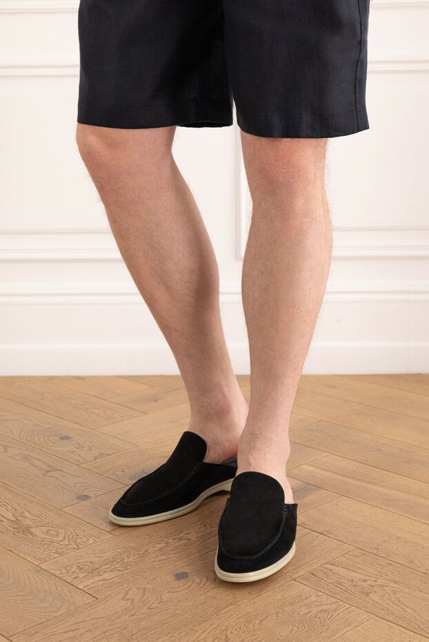 Cesare di Napoli men's suede mules black 187533 - photo 3