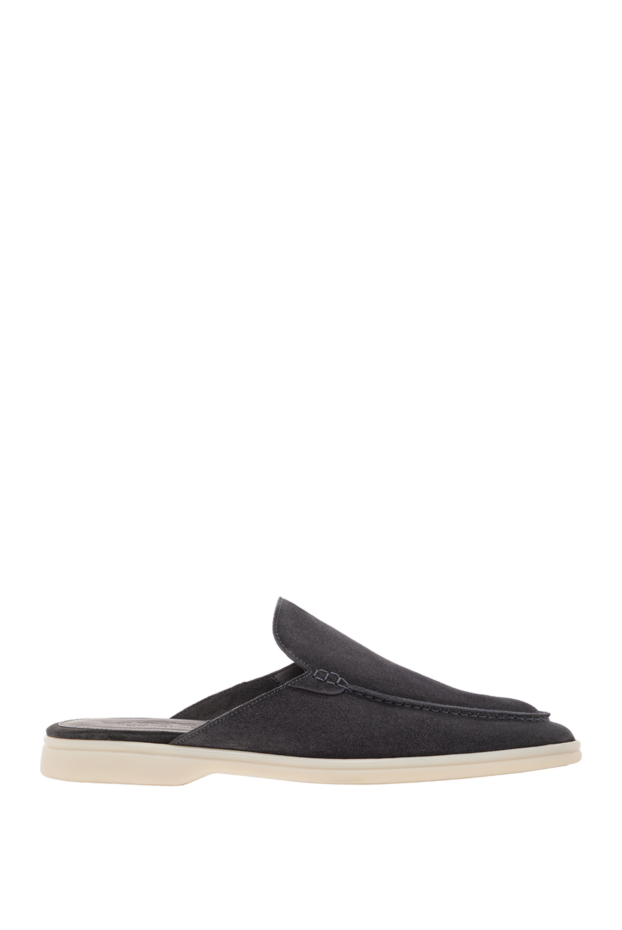 Cesare di Napoli dark blue suede slides with white sole 187536 - photo 1