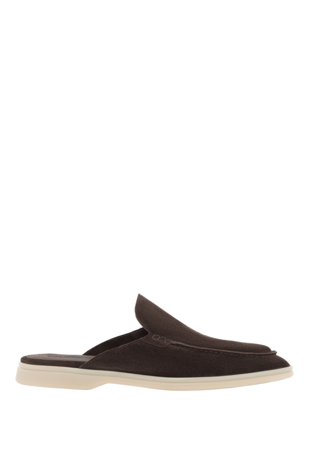 Men's brown suede slippers - photo 1