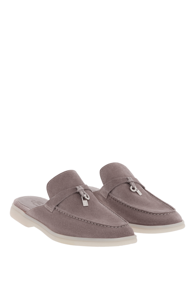 Fleur de Paris women's gray venere hyena suede mules 187539 - photo 2