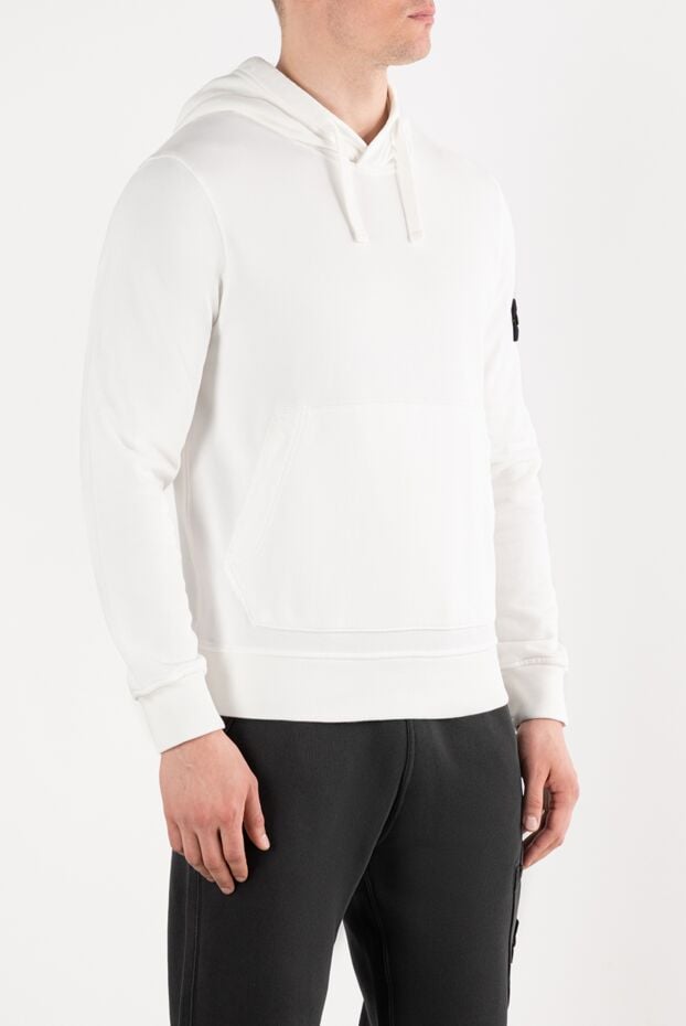 Stone Island organic cotton fleece hoodie white 187544 - photo 3